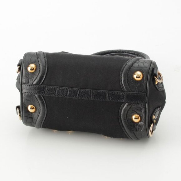 Celine Satin Leather Vintage Triomphe Clasp Croco Shape Press Mini Handbag Black - Picture 6 of 10